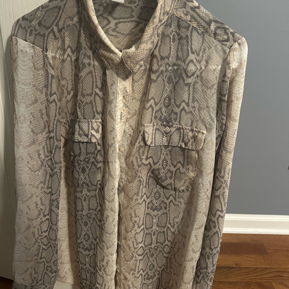 Old Navy Snake Print Blouse - Gray and Cream